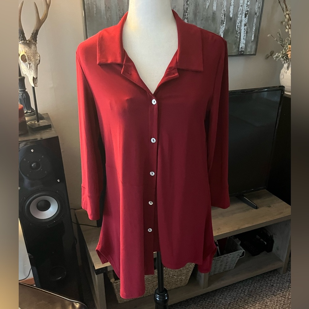 JOSEPH RIBKOFF~Soft button up dress shirt tunic dress blouse (8-10) - Picture 1 of 5
